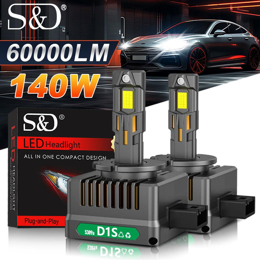 2 Pezzi 60000Lm Lampadine LED per Fari D3S D1S D2S D4S D8S D1R D2R D3R D4R D8R 140W Turbo CSP LED Doppio Tubo di Rame Luci Per BMW Benz Canbus Faro 6500K