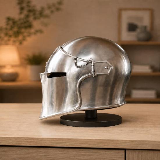 Visored Barbuta Knight Helmet – 18 Gauge Steel Crusader Armor for Cosplay, LARP