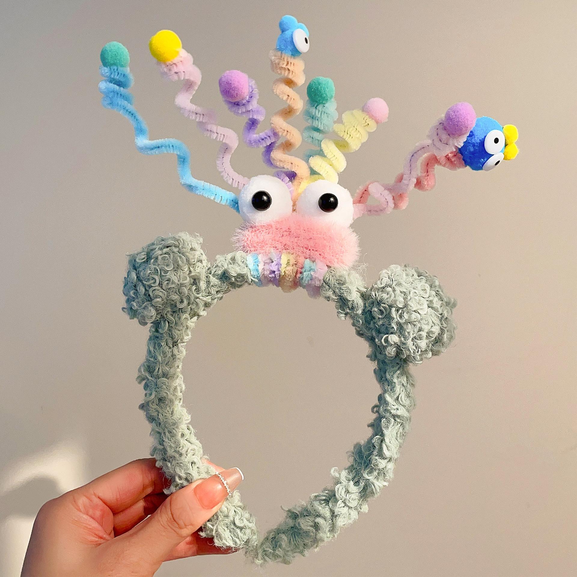 

Забавная повязка на голову с орнаментом, обручи, аксессуары для волос «сделай сам», милый маленький монстр, шерстяной рулон, головные уборы, милая рождественская повязка на голову Happy Swing зелёный