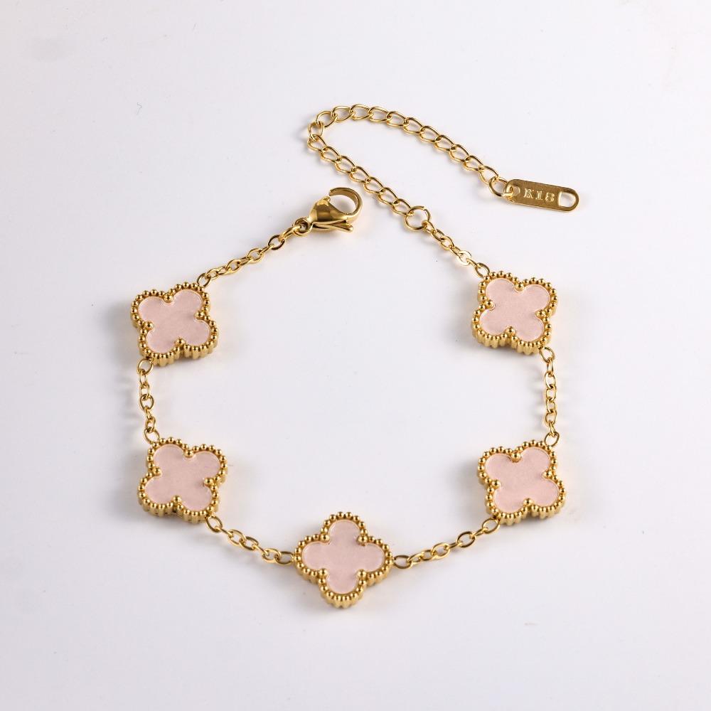 Bracelet Trèfle à Quatre Feuilles 13mm Bracelet Classique Cinq Fleurs Inaltérable
