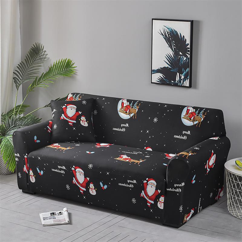 Christmas Sofa Protective Covers Living Room Elastic Living Sofa Slipcover Stretch All-inclusive Dining Chair Slipcover Couch Cover 1/2/3/4 Seater