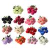 7-Head Artificial Rose Realistic Fake Flower Bouquet Home Office Wedding Party Indoor Outdoor Faux Bloom Table Centerpiece Decoration