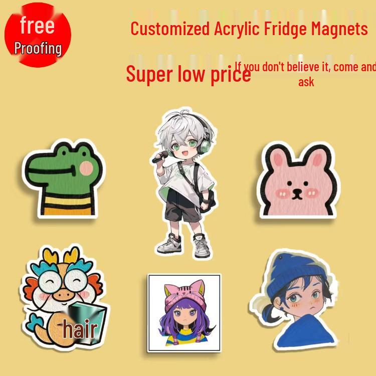 Custom Irregular Shape Acrylic Fridge Magnet Sticker - Cartoon, Logo, Anime, Photo Poster Custom Contact - Expedited Available