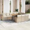 VidaXL Garden Lounge Set 11pcs with Beige Cushions Wicker Acacia 3327537