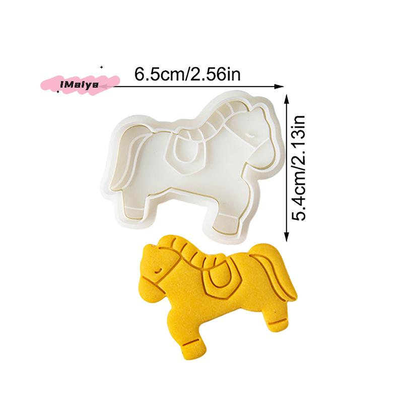Cartoon Horse Cookie Cutter DIY Biscuits Fondant Embossing Mold for 2026 New Year Party Cake Decoration Baking Tool