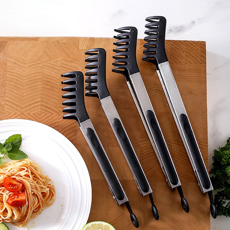 Stainless Steel Noodle Tongs Non-Slip Handle Heat-Resistant Chuck Easy To Store Multi-Functional Food Tongs