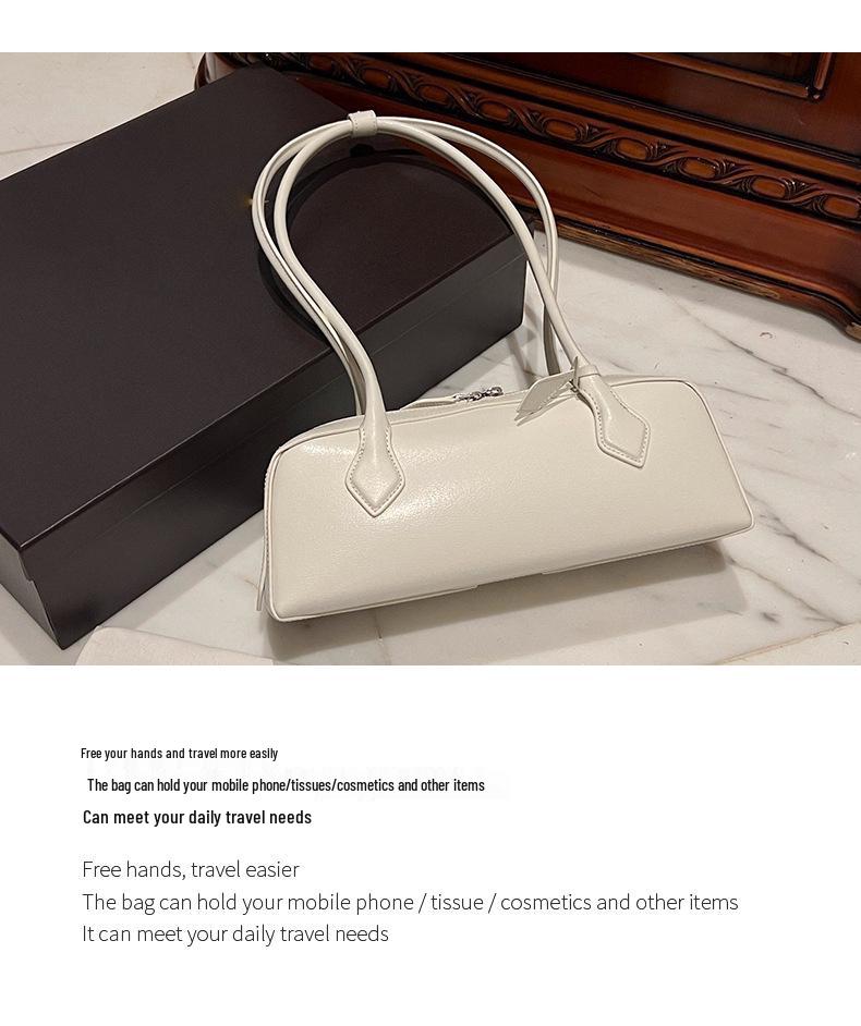 French Retro Genuine Leather Underarm Bag - Versatile Ladies' Handbag for Casual and Commuting