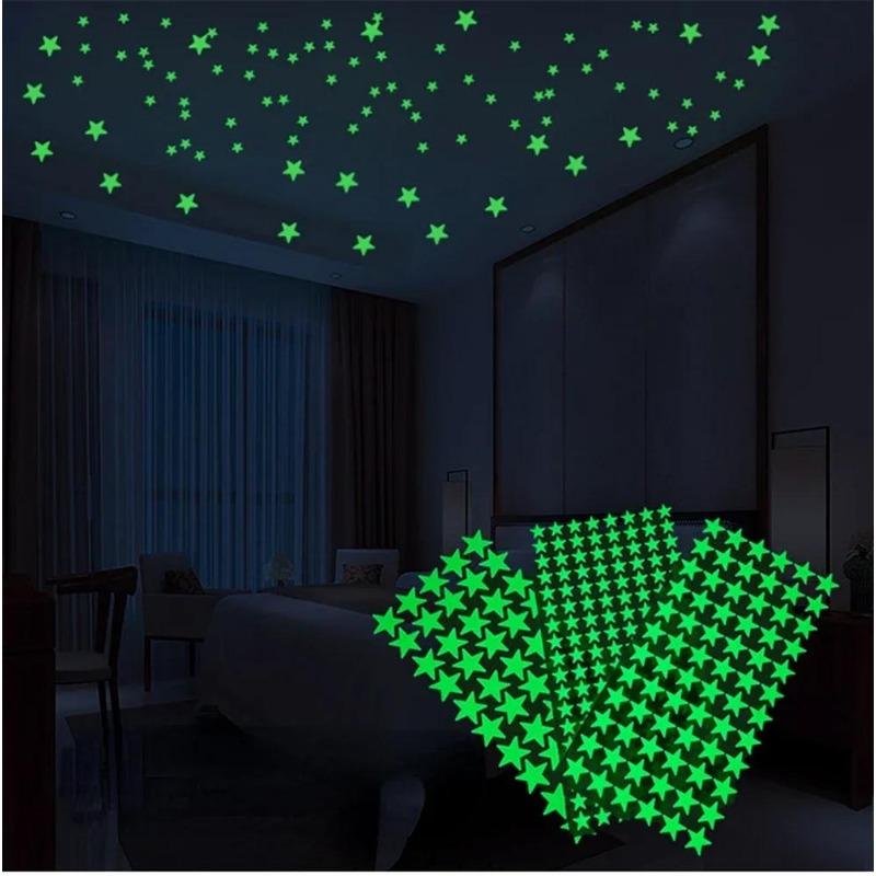 2-pack Luminous Wall Stickers Rooms Dots Stars Ceiling Wall Decals Glowing Stickers Decals Glow In The Dark Home Decor for Kids