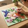 Floral Faux Pearl Design Hummingbird Art Kit Flower Bird Painting DIY Handmade Mosaic 3D Wall Craft Kit for Adults Gift Zen Project