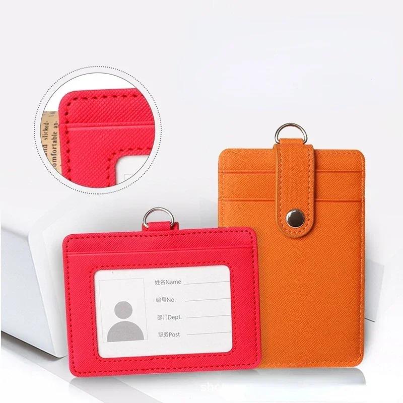 Multi-functional Card Holder with Lanyard for Men and Women Credit Cards Bank Cards Student Cards Leather Wallet ID Badge Case