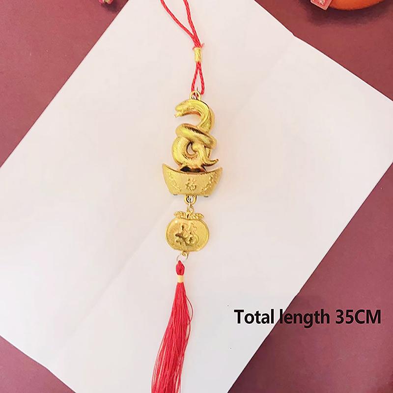 1Pc 2025 Year Of The Snake Gold-Plated Plastic Zodiac Snake Pendant Lucky Mascot Home Car Hanging Ornaments
