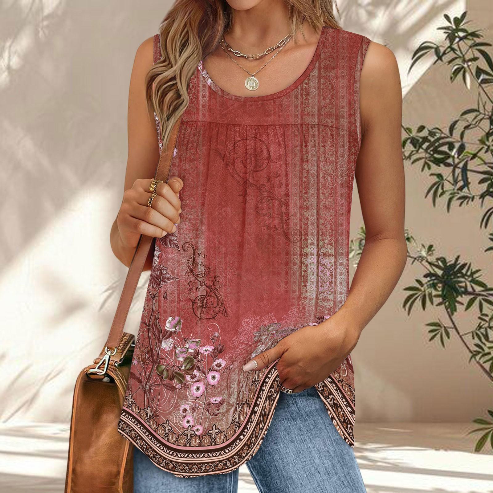 

Womens Casual O Neck Loose Solid Color Sleeveless Top T-shirt Summer Tank Tops For Women Tank Camisole Sleeveless Basic Solid Tops M винний