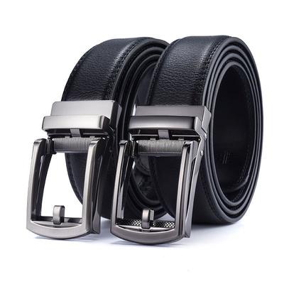 Ceinture en Cuir pour Homme Boucle Automatique Cuir de Vachette Double Couche Affaires Faux Ardillon Ceinture Haut de Gamme