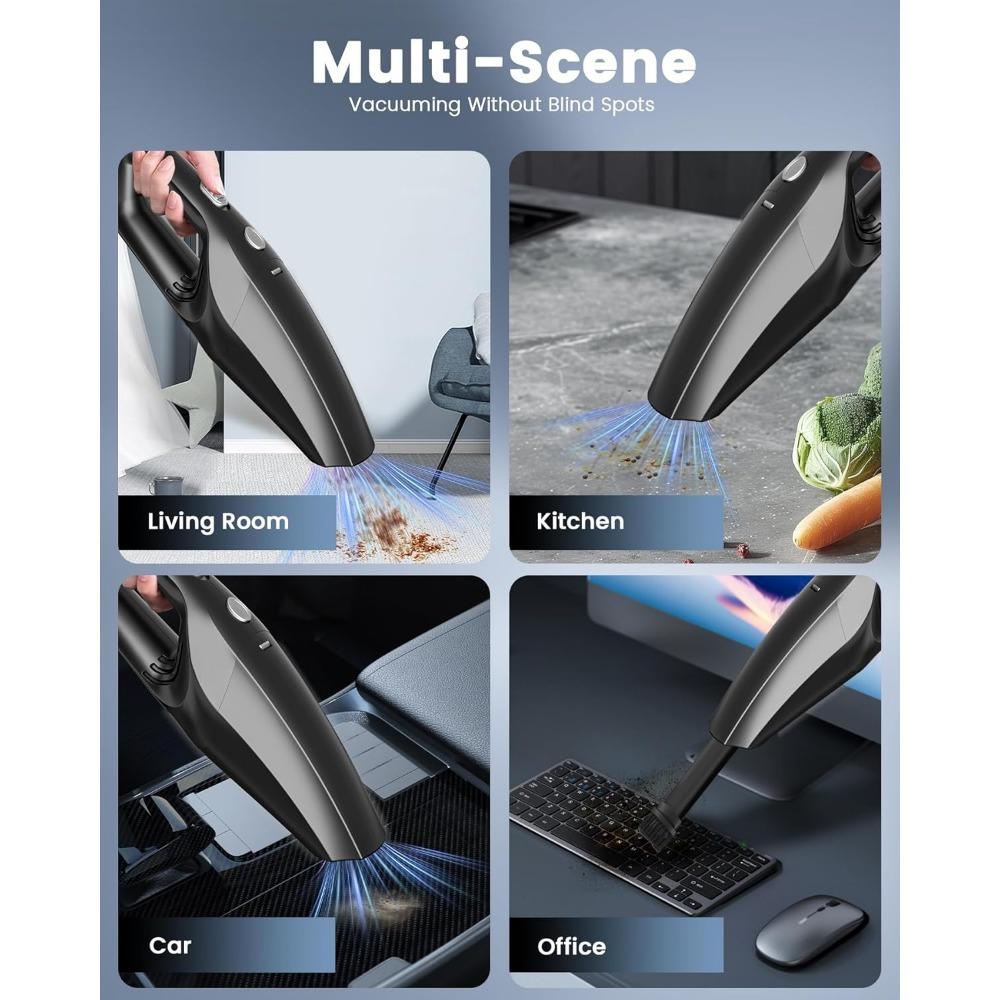 Handheld Vacuum Cordless, Car Vacuums with Rechargeable Battery, Portable Hand Held Vacuum Cordless with Washable HEPA Filter, M