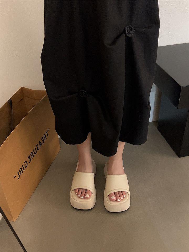 Women's Summer 2025 One-Strap High Heel Sandals - Round & Open Toe, Soft-Thick Sole, Comfortable for Commute