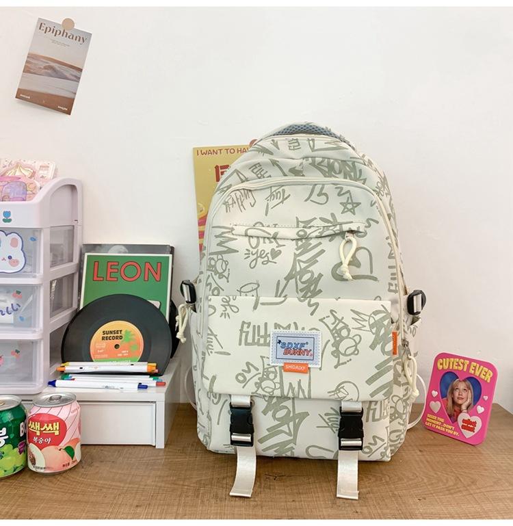 

School bag female simple fashion contrasting colors junior high school student high school student college student backpack travel bag білий