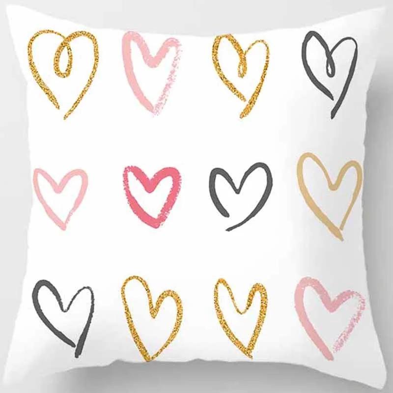 Pink Small Fresh Print Square Pillowcase Home Decoration Car Sofa Cushion Cover (45Cm*45Cm)