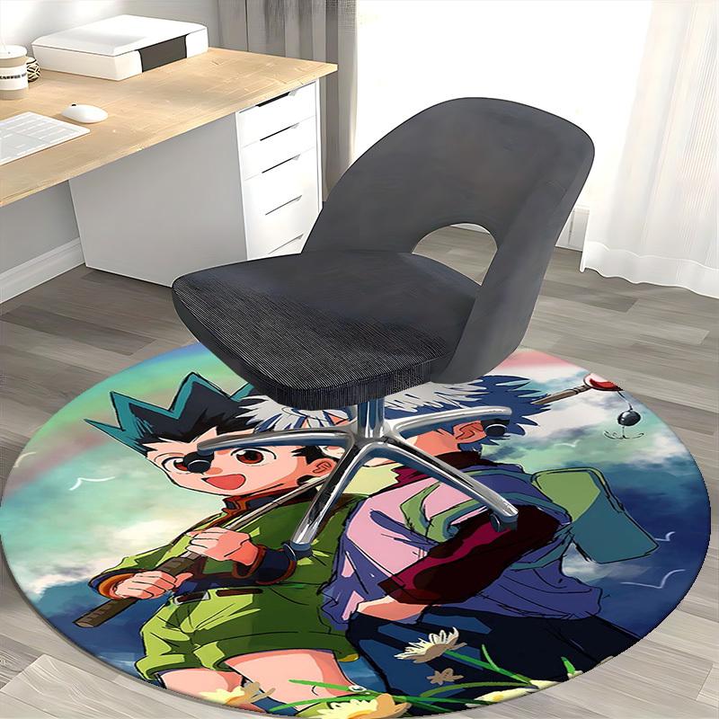 1 stuks Hunter x Hunter Killua & Gon Ronde Vloerkleed - Anime Cartoon Ontwerp Stoelmat, Antislip Tapijt voor Kantoor, Huisdecoratie, Woonkamer