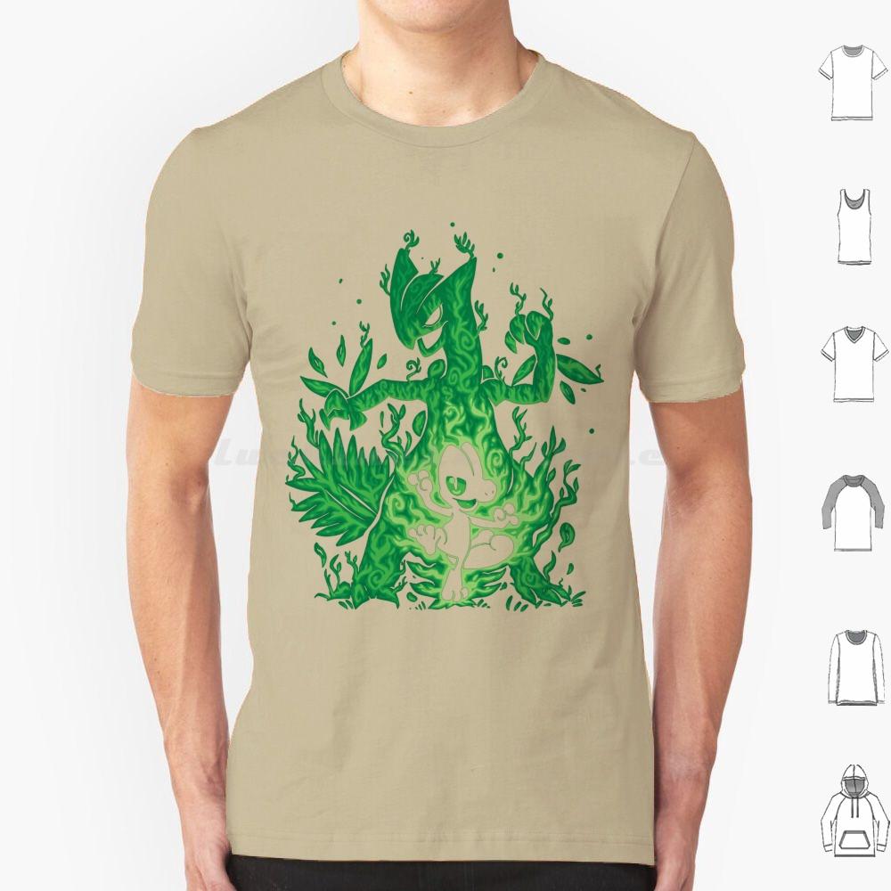 Silhouette : Grass Lizard Evolution T Shirt Big Size 100% Cotton Silhouette Evolution Generation 3 Pókèmón P ? K ? Chü Tr ? ? ?