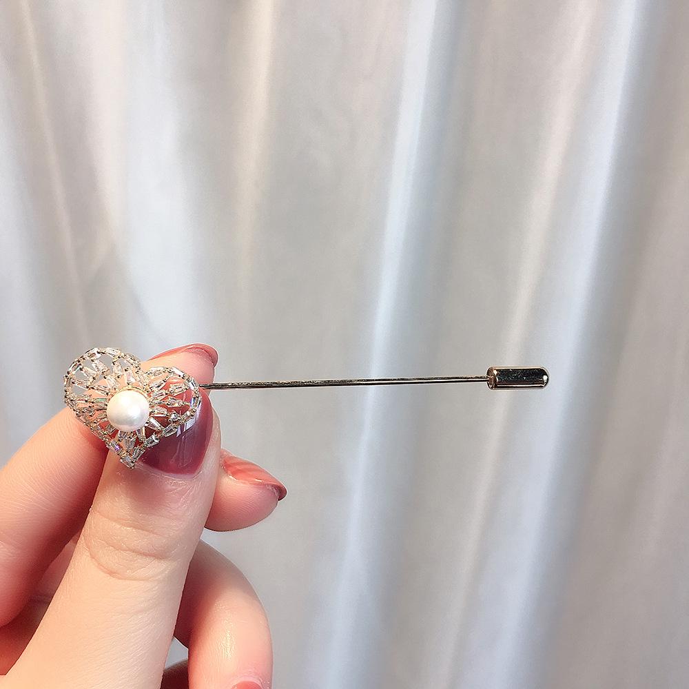 Bo Xin Yun Zirconia Brooch - Elegant Anti-Exposure Pin for Dresses