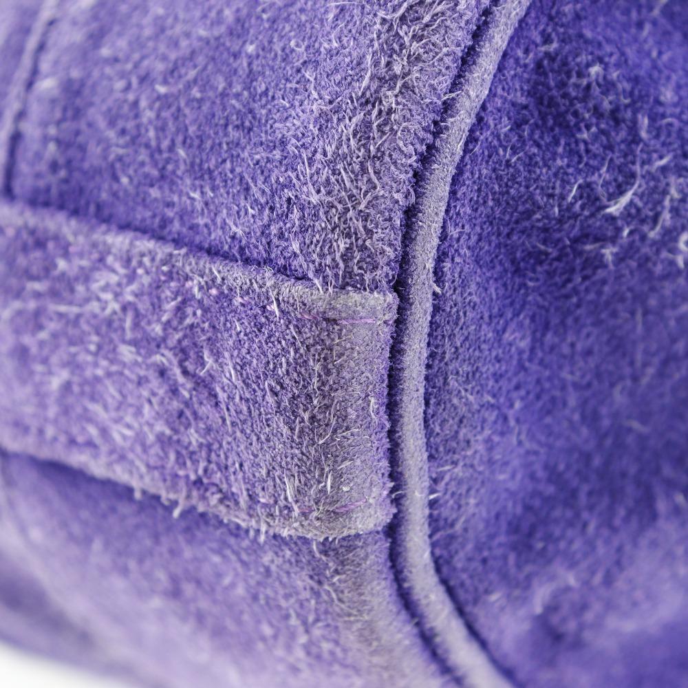 Hermes Market GM Shoulder Bag Purple Suede Women Used