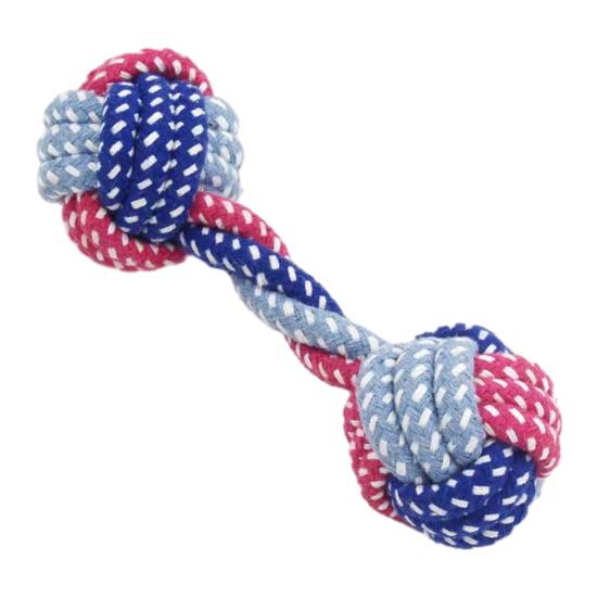 Cotton Rope Dumbbell Dog Toy Bite Resistant Knotted Rope Puppies Chew Toy Boredom Stress Relief Pet Teething Cleaning Interactive Toy
