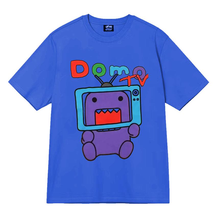Humor Domo Kun Tv Meme T Shirts Mens Clothes Cotton Crewneck Casual TShirt Oversized Summer Y2K Short Sleeve Tshirt Streetwear