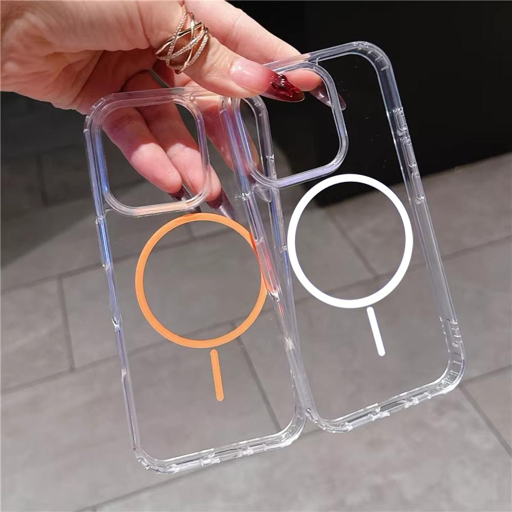 Magnetic Phone Case for iPhone 11 12 14 16 Pro 16 15 14 13 12 Pro Max 16e 13 14 11 High Quality Transparent Shockproof Shell