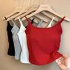 2025 Summer Women Cotton Solid Slim With Chest Pads Crop Tops Female Harajuku Camis Sexy Sleeveless Soft Tank Top Sweet Sling Tops