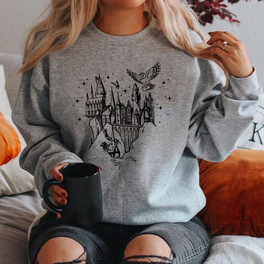 Bluza z kapturem Wizard Castle Bluzy z kapturem Believe in Magic Bluzy z kapturem Magical School Bluzy damskie z długim rękawem Bluza z kapturem Wizard School Top