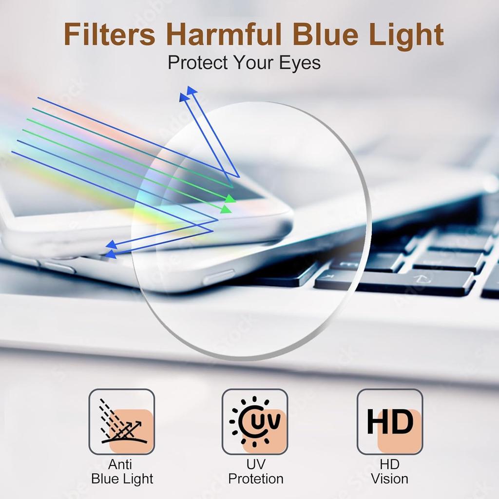 3 Pack Reading Glasses for Women Men, Square Blue Light Blocking Reading Glasses with Spring Hinge Anti Eyestrain Eyeglasses, Computer Readers with