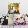 Fashion Cute Kitten Kawaii Cat Flower Cushion Cover Soft Pillow Case for Sofa Living Room Home Office Decor Protective Covers