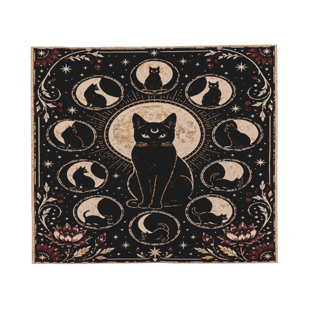 Halloween Black Cats Flannel Blankets Witchy Spooky Novelty Throw Blanket for Sofa Bedding Lounge 150*125cm Bedspreads
