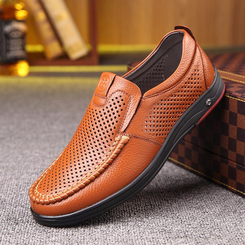 Weiche Leder Herrenschuhe Herren Business Dress Lederschuhe Herren Mode Atmungsaktive Schuhe Ein Pedal Abdeckung Fuß Lässig Einzelne Schuhe