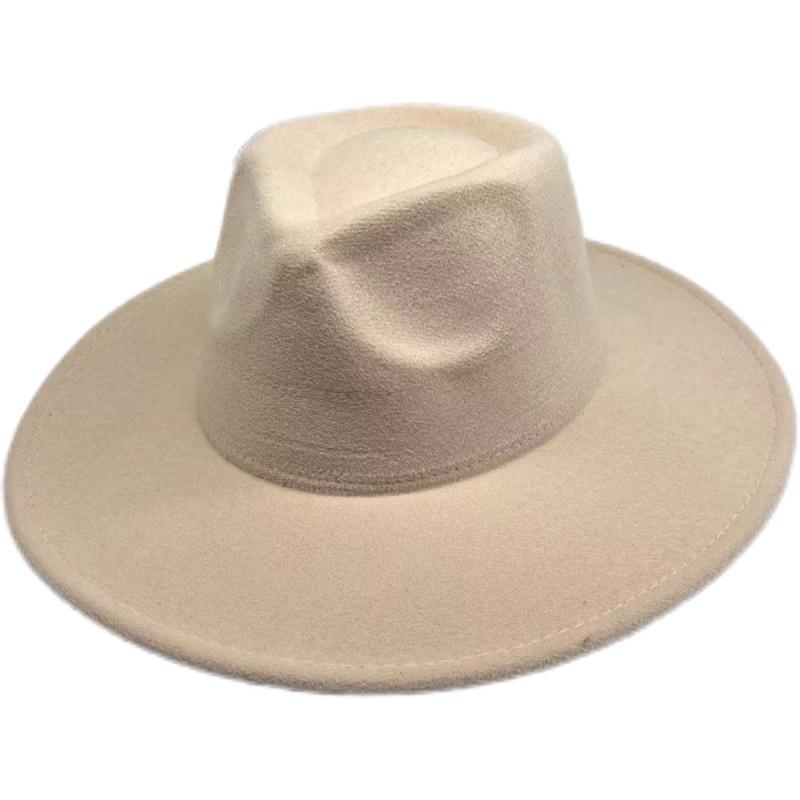 British Hat Retro Woolen Hat Wide Brim Flat Top Top Top Hat Versatile Autumn and Winter Hat Trendy Sun Hat Felt Hat
