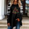 Fashionable Women's Loose Round Neck Christmas Small Print Long-sleeved T-shirt Top Pullover