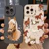 Cute Horse Pattern Phone Case For iPhone Air 17 16 15 14 13 12 11 Pro Max Plus Mini 16E XS X XR Shockproof Soft Silicone Cover