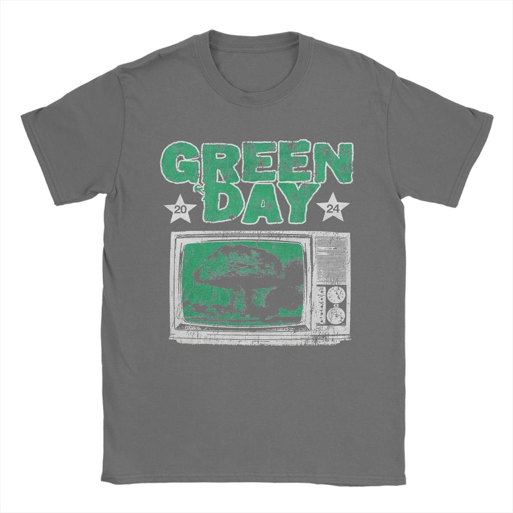 Green Day Band T-Shirts for Men  Novelty Cotton Tee Shirt Round Collar Short Sleeve T Shirt Plus Size Tops