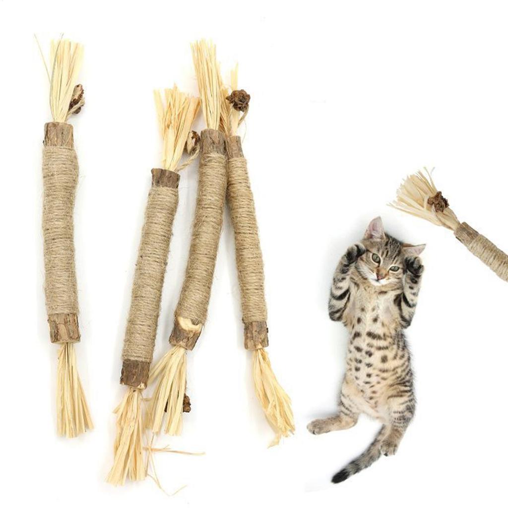 Cat Silvervine Sticks 5 Piece Edible Lick Natural Bite Resistant Kittens Chew Toys For Teeth Cleaning For Enrichment Pet