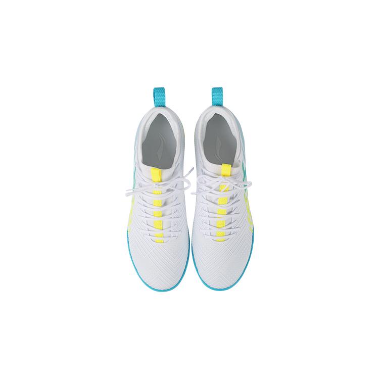 Li Ning TF Turf Cushioning Slip Resistant Abrasion Resistant Soccer Shoes Men's White Blue YSTU013-1