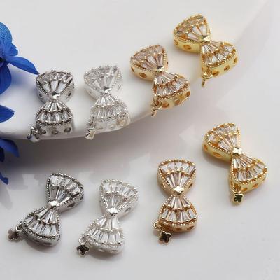Vergoldete Zirkon Schleifen Abstandshalter Perlen für DIY Schmuck