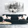 Femdelad bild canvasprint Varg Skog Natur Grå