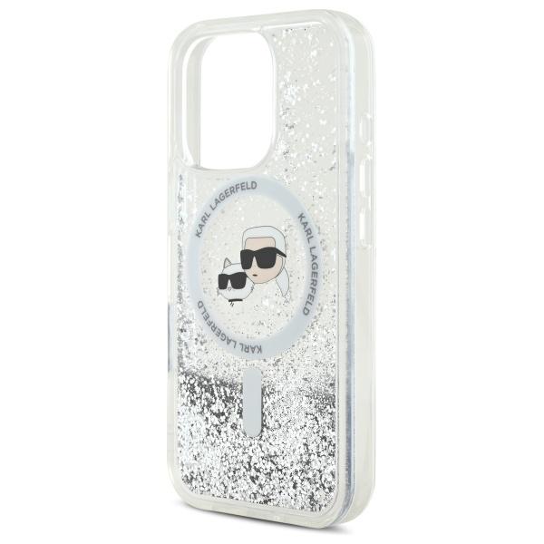 Karl Lagerfeld Klhmp16Llgkcsgh Iphone 16 Pro 6.3 Hardcase Transparent Liquid Glitter Karl&Choupette Head Magsafe