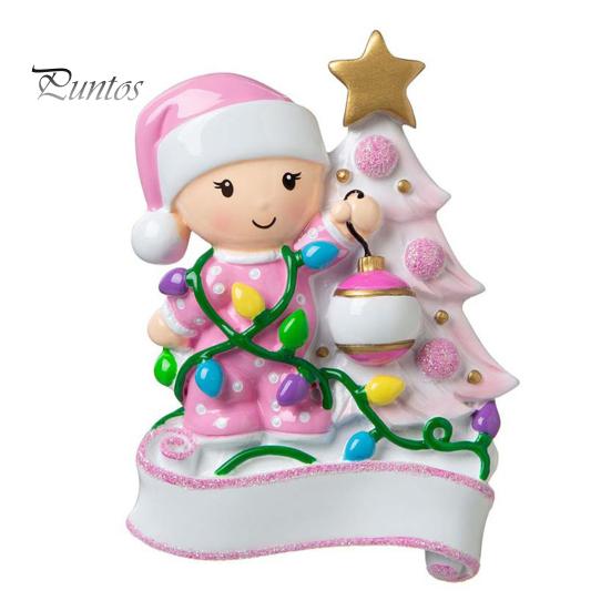 

2024 Персонализированное первое рождественское украшение для ребенка из смолы для мальчика/девочки, подвесное украшение на рождественскую елку, индивидуальное имя ребенка, сувенир для домашнего декора розовый