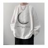 2024 Men's Long-Sleeved T-shirt Autumn Undershirt Long Sleeve Cotton Autumn Hong Kong Style Printing Loose Trendy Top