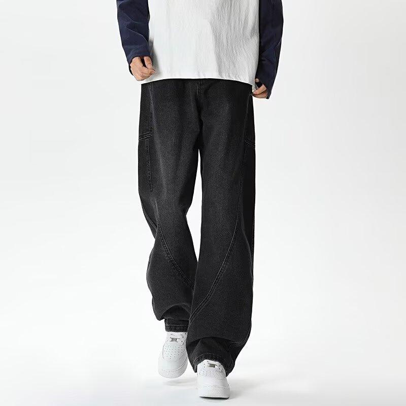 Amerikanische Street Retro gewaschen alt gespleißte Jeans Herren Ins Trendig High Street Locker Gerade Freizeit Hose