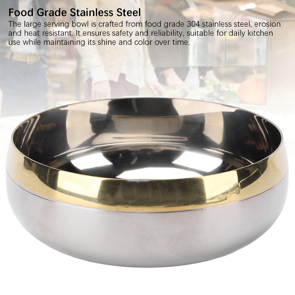 Rustless Steel Metal Bowl Polished Inner Wall Food Bowl Stackable Serving Bowl Salad Making