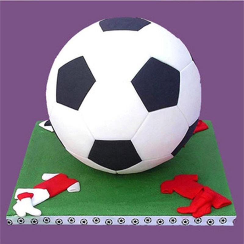 4 Stück Fußball-Muster-Kuchen-Ausstechformen, DIY-Sechskant-Fondant-Formen, Kuchendekorationswerkzeuge