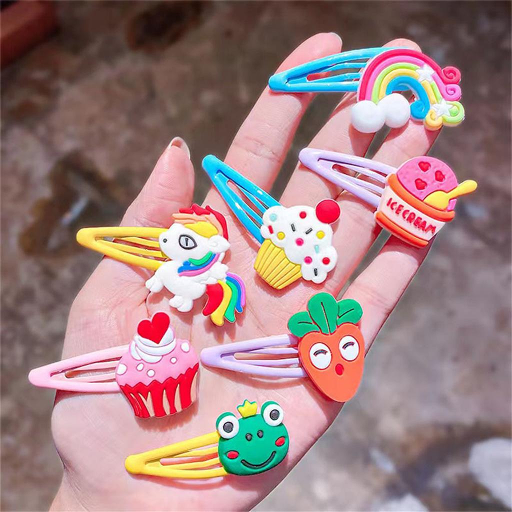 10PCS/Set New Girls Cute Cartoon Ice Cream Unicorn Hairpins Kids Lovely Hair Clips Barrettes Headband Fashion Hair Accessories