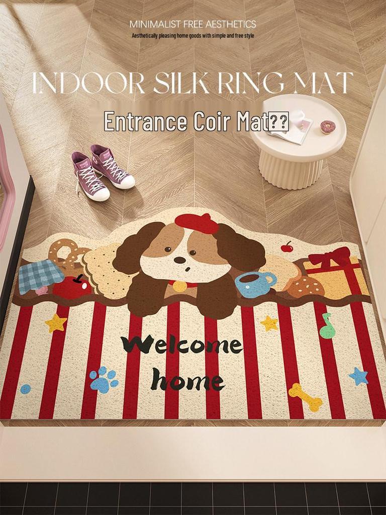Seidenschlaufe Anti-Rutsch Hundetür-Matte: Süßer, schmutzabweisender, zuschneidbarer Fußteppich für Eingangsbereiche